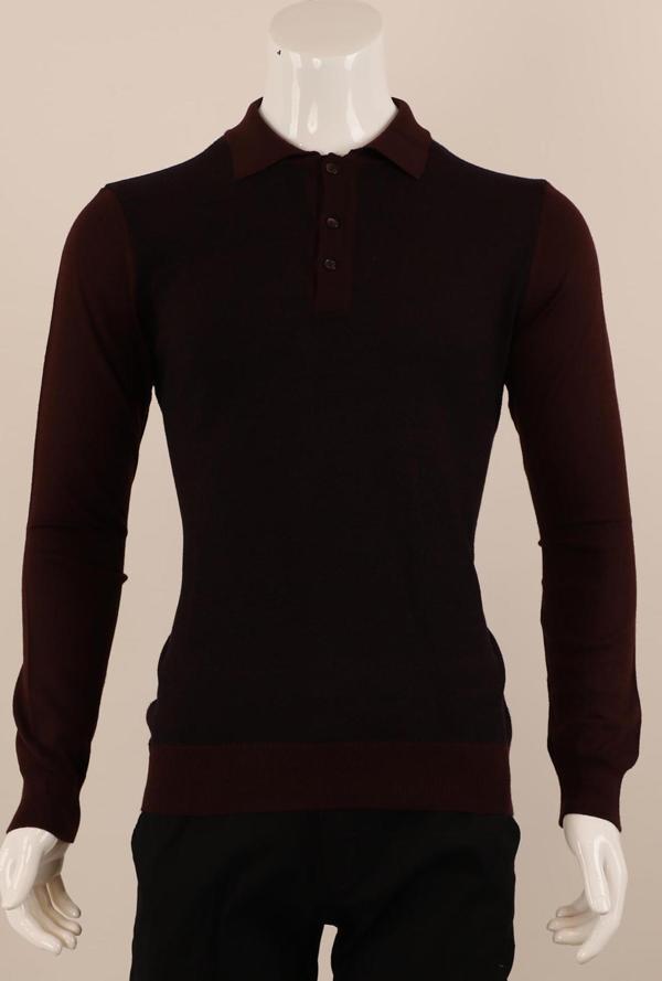 Slim Fit Yünlü Düğmeli Yaka Spor Triko - Image 1