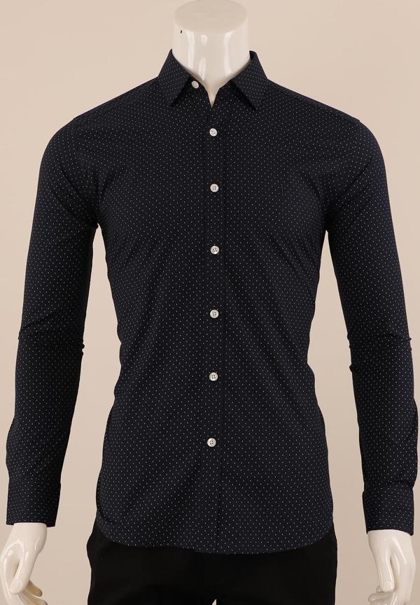 Uzun Kol Slim Fit Desenli Gömlek - Image 1