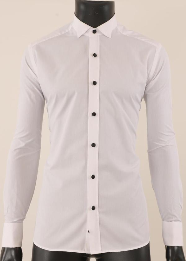 Uzun Kol Slim Fit Damatlık Beyaz Gömlek - Image 1
