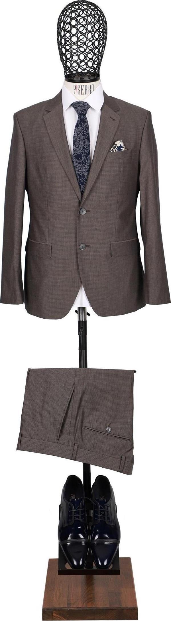 Regular Fit Pamuklu Kahverengi Takım Elbise - Image 1