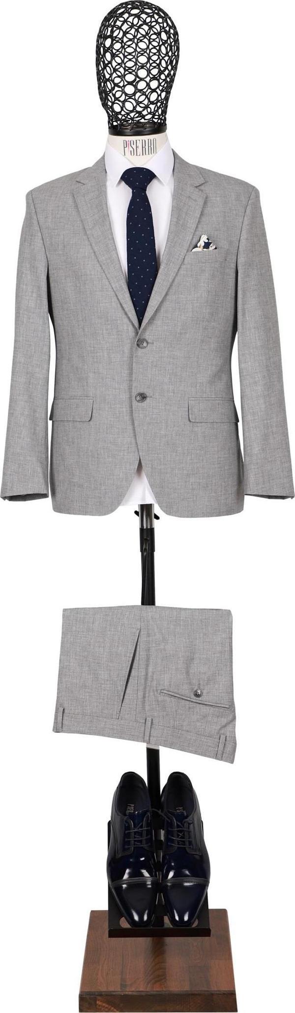 Regular Fit Yünlü Açık Gri Takım Elbise - Image 1