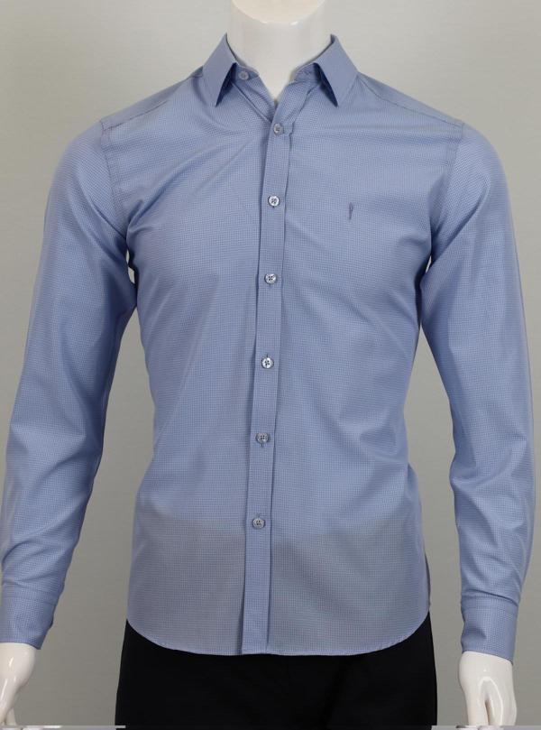 Uzun Kol Slim Fit Kare Desenli Gömlek - Image 1