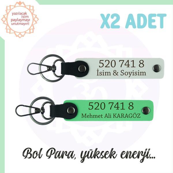 Beyaz-F. Yeşil, İsminize Özel Tasarım Manevi Güç Veren Özel Hediye 520 741 8 Başarı 2'li Anahtarlık - Image 1