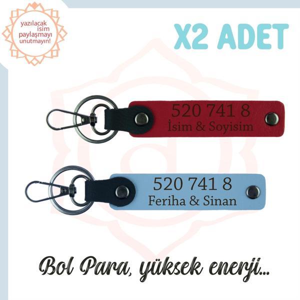 Kırmızı-Gök Mavi, İsminize Özel Manevi Huzur, Sevdiklerinize Hediye 520 741 8 Sayılı 2'li Anahtarlık - Image 1