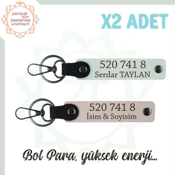 Pudra- Beyaz, Kişisel Enerji Dolu Sevdiklerinize Hediye 520 741 8 Kodlu İsme Özel 2'li Anahtarlık - Image 1