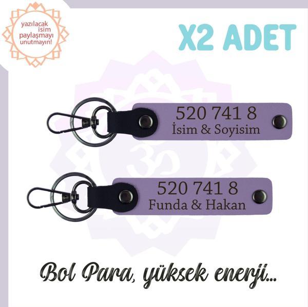 Mor , Kişiselleştirilebilir, Manevi Huzur Sayıları, Hediyelik 520 741 8 Kod Enerji 2'li Anahtarlık - Image 1