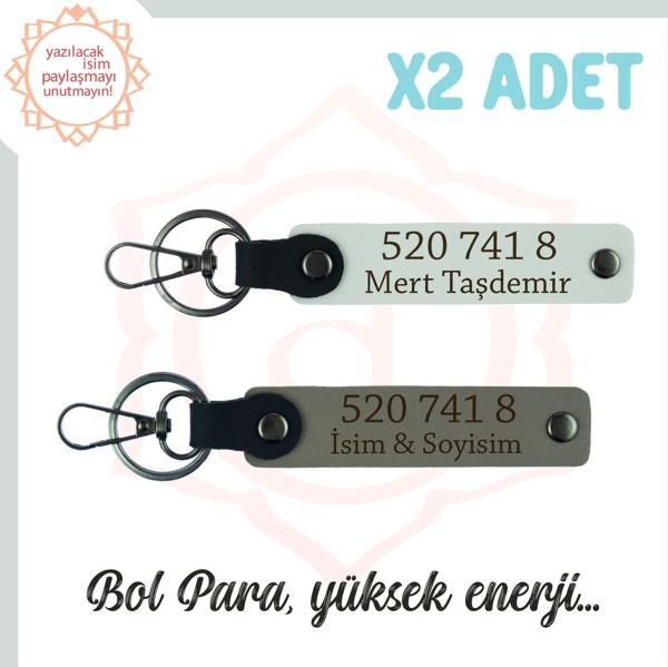 Kül Gri-Beyaz, Adınıza Özel Bolluk Getiren Hediyelik x2 Anahtarlık 520 741 8 Manevi Denge ve Enerji  - Image 1