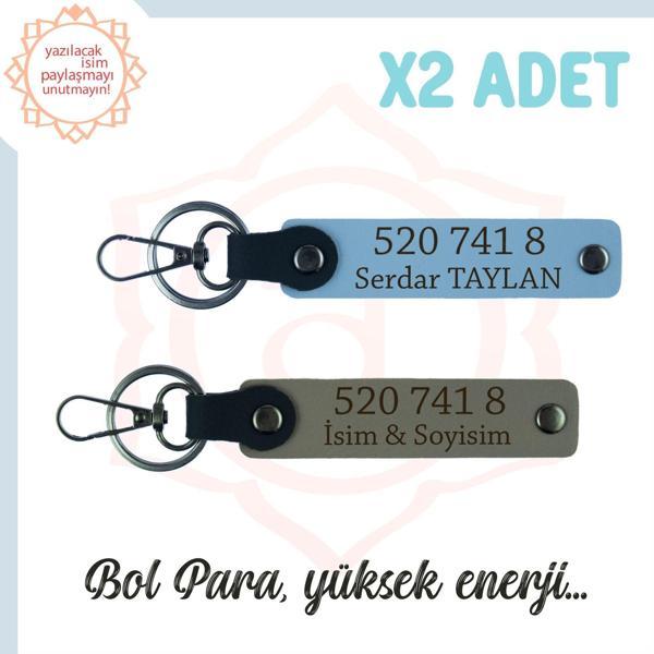 Kül Gri-Gök Mavi, İsminize Özel Manevi Huzur, Sevdiklerinize Hediye 520 741 8 Sayılı 2'li Anahtarlık - Image 1
