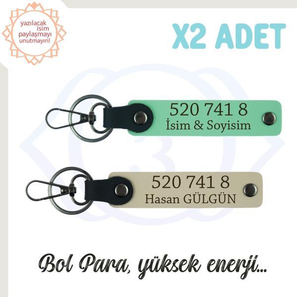 Yeşil-S Kahve, İsme Özel Hediye Huzur Veren 520 741 8 Sayılı Yüksek Enerji Ve Denge, 2'li Anahtarlık - Image 1