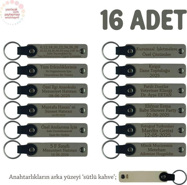 Kül Gri & Sütlü Kahve, Babalar Günü İçin Üzerine İsim Ve Özel Mesaj Yazılabilen, 16'lı Anahtarlık - Image 1