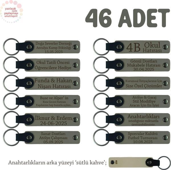 Kül Gri & Sütlü Kahve, Eğitimciler Günü İçin Üzerinde İsim Yazılı Hatıra Anahtarlık 46’lı Set  - Image 1