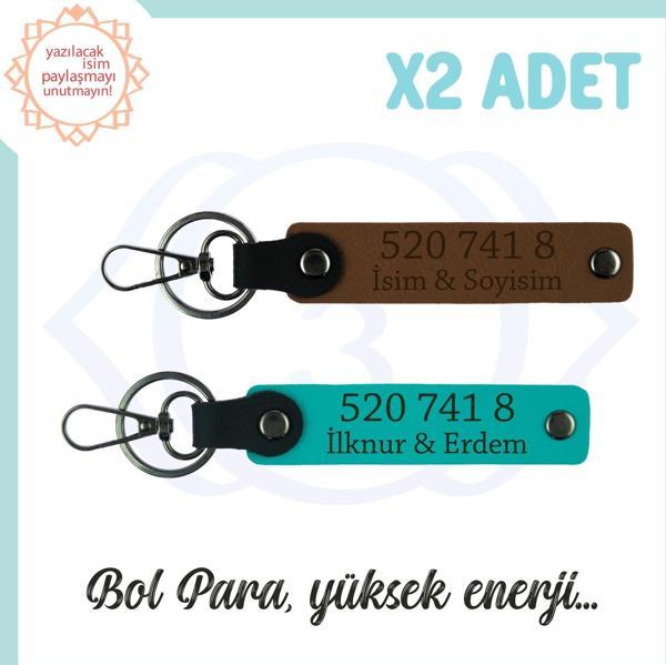 Açık Kahve-Koyu Turkuaz, Kişisel Enerji Denge Getiren Sevdiğin İsme Özel 520 741 8  2'li Anahtarlık - Image 1