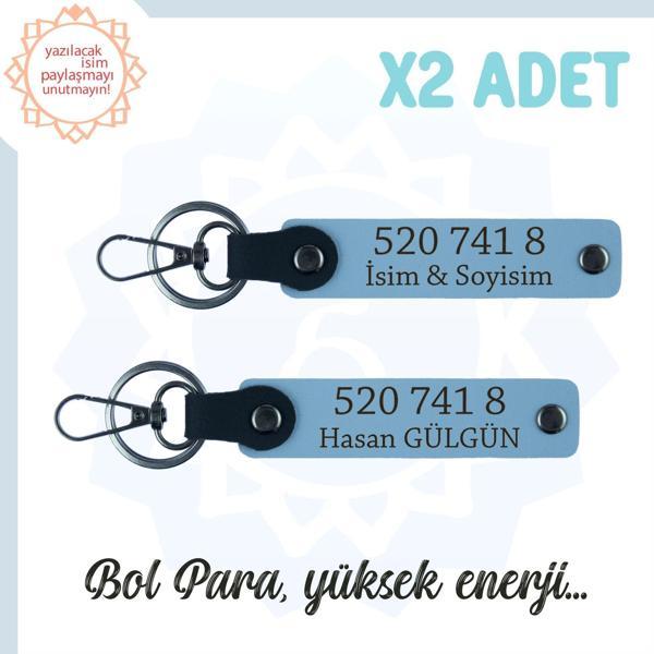 Gök Mavi, İsme Özel Hediyelik 2'li Anahtarlık, Bolluk Getiren Kodlar 520 741 8 Manevi Denge ve Huzur - Image 1