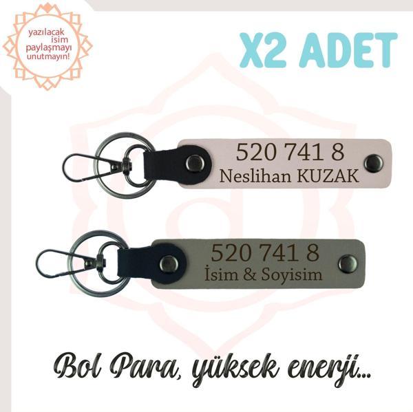 Kül Gri-Pudra, Size Özel Tasarım Manevi Güç Veren 2'li Anahtarlık Set, 520 741 8 Başarı Getiren Kod - Image 1