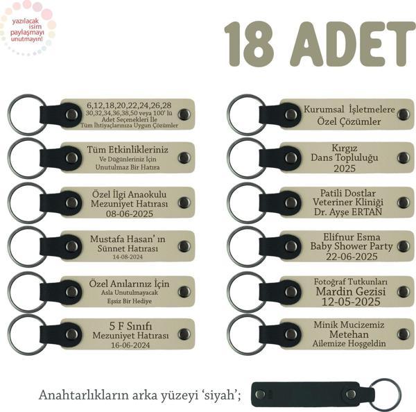Sütlü Kahve & Siyah, Öğrencilerin Birlikte Paylaşabileceği, 18'li Anahtarlık Set, İsme Özel Hatıra - Image 1