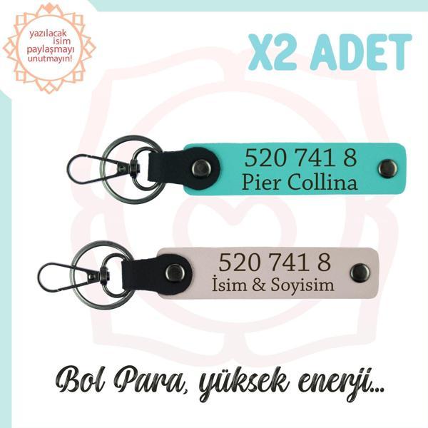 Pudra- Turkuaz, İsme Özel 2'li Anahtarlık, Bolluk Akışı, Hediyelik 520 741 8 Kod İle Manevi Huzur - Image 1