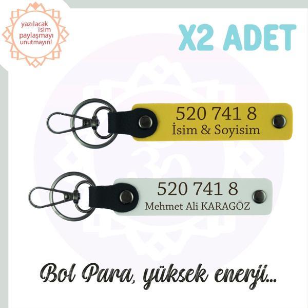 Sarı-Beyaz, İsme Özel, Manevi Güç Veren Hediye İçin, 520 741 8 Kod, Huzur ve Başarı 2'li Anahtarlık - Image 1