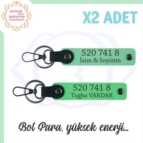 Yeşil-F Yeşil, İsme Özel Hediyelik, Yüksek Enerji Veren, 520 741 8 Bolluk Akışı 2'li Anahtarlık Seti - Image 1