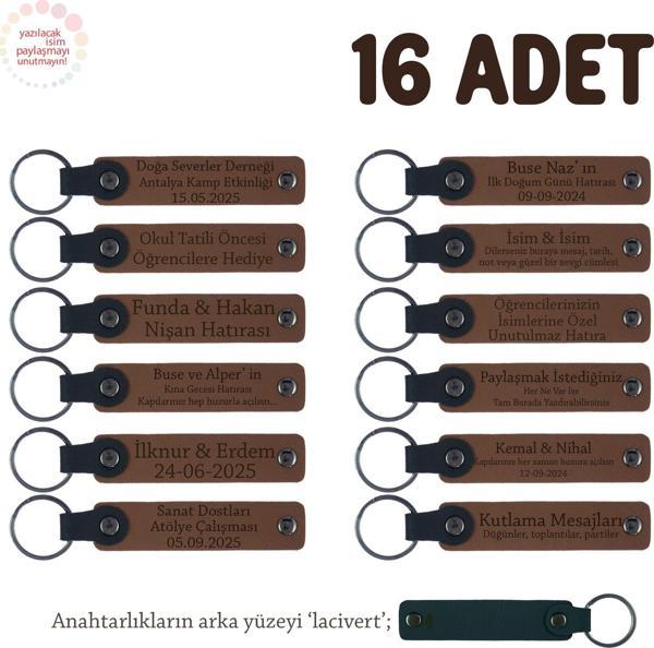 Açık Kahve & Lacivert, 40 Uçurma Mevlüdü İçin Üzerine İsim Yazılabilen 16'lı, Anı Anahtarlık Set - Image 1