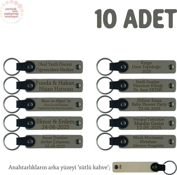 Kül Gri & Sütlü Kahve, Turnuvalar İçin Üzerine İsim Ve Özel Mesaj Yazılabilen, 10'lu Anahtarlık Set - Image 1