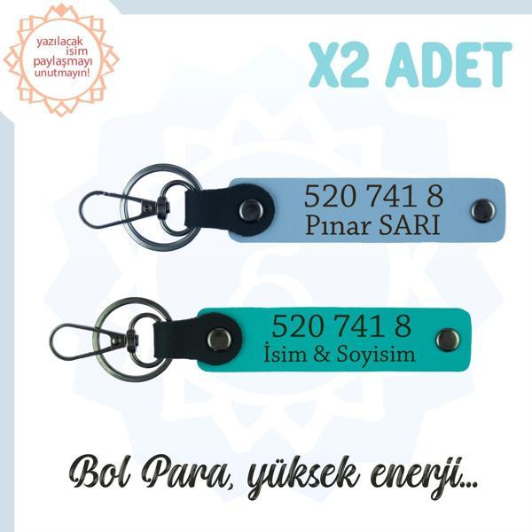 Koyu Turkuaz-Gök Mavi, Size Özel Tasarım İsim Yazılı 520 741 8 Sayısıyla Denge ve Huzur Anahtarlığı - Image 1