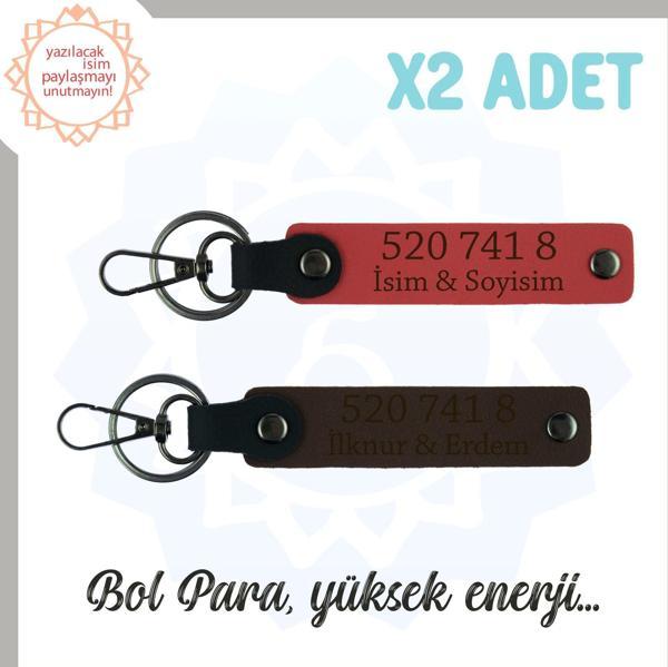 Nar Çiçeği-Koyu Kahve, Size Özel Tasarım İsim Yazılı 520 741 8 Sayısıyla Denge ve Huzur Anahtarlığı - Image 1