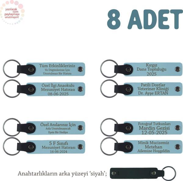 Gök Mavi & Siyah, Miniklere Özel İsim Yazılı Karne Hediyesi Anahtarlık 8’li Set, Öğretmenden Armağan - Image 1