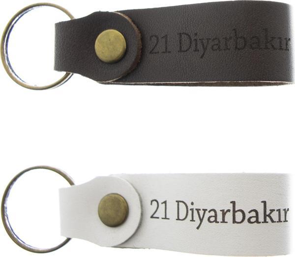 21 Diyarbakır Yazılı İkili Set Deri Anahtarlık, Özel Günler İçin En Iyi Hediye, Şehir Anahtarlığı - Image 1