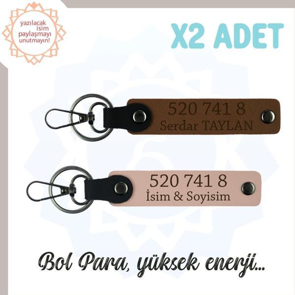 Yavru Ağzı-Açık Kahve, Size Özel Tasarım İsim Yazılı 520 741 8 Sayısıyla Denge ve Huzur Anahtarlığı - Image 1