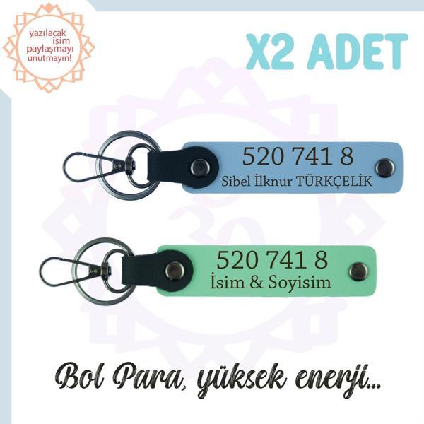 Yeşil-Gök Mavi, İsim Yazılabilir 2'li Anahtarlık, Denge Getiren Özel Kod 520 741 8  Bolluk ve Enerji - Image 1