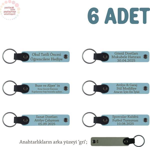Gök Mavi & Gri, Yoga Ekibine Özel Üzerinde İsim Yazılı Hatıra Anahtarlık 6’lı Set, Armağan - Image 1