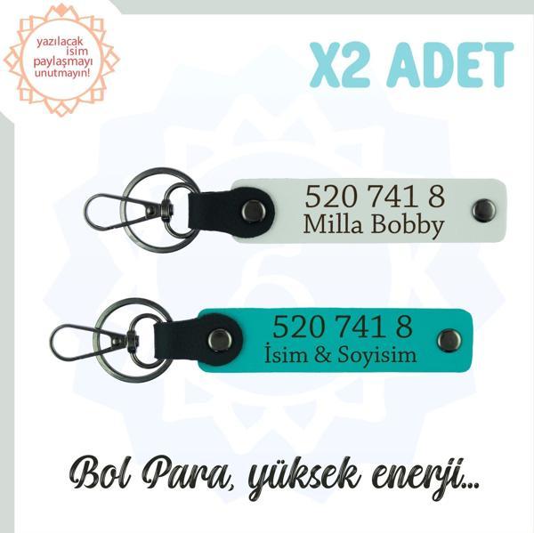 K. Turkuaz-Beyaz, Adınıza Özel Tasarım Manevi Güç Veren Özel Hediye 520 741 8 Başarı 2'li Anahtarlık - Image 1