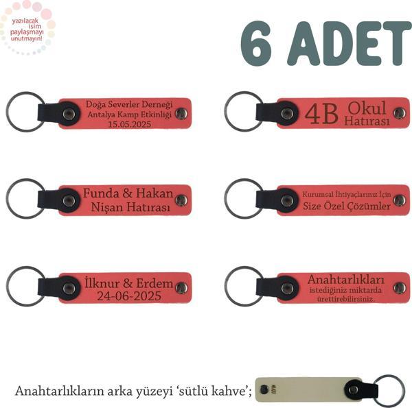 Narçiçeği & Sütlü Kahve, Babalar Günü İçin Hediye, İsim Ve Özel Mesaj Yazılabilen, 6'lı Anahtarlık - Image 1