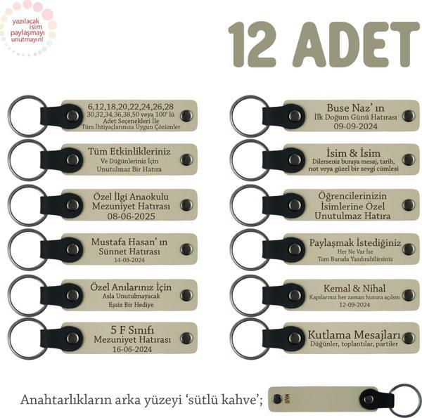 Sütlü Kahve, Sınıf Annelerinden Öğrencilere Hediyelik Hatıra, 12'li İsme Özel Anahtarlık Set - Image 1