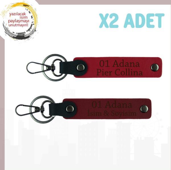 Kırmızı-Bordo, İsim Yazılı 01 Adana Sevdiklerinize Hediye Şehir Sevgisiyle Tasarlanmış x2 Anahtarlık - Image 1
