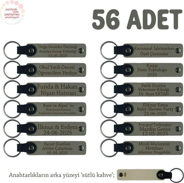 Kül Gri & Sütlü Kahve, Özel Hediye Vermek İsteyenler İçin İsim Yazılabilen 56' lı Anahtarlık Seti - Image 1