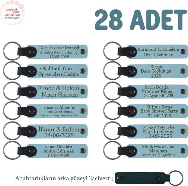 GökMavi & Lacivert, Plates Grubu İçin İsim Yazılı Hediye Anahtarlık 28’li Set, Tüm Ekibe Özel Üretim - Image 1