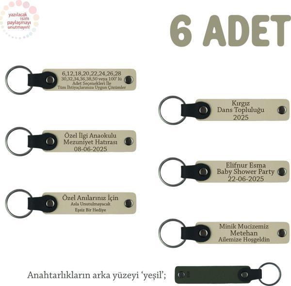 Sütlü Kahve & Yeşil, Babalar Günü İçin Hediye, İsim Ve Özel Mesaj Yazılabilen, 6'lı Anahtarlık - Image 1