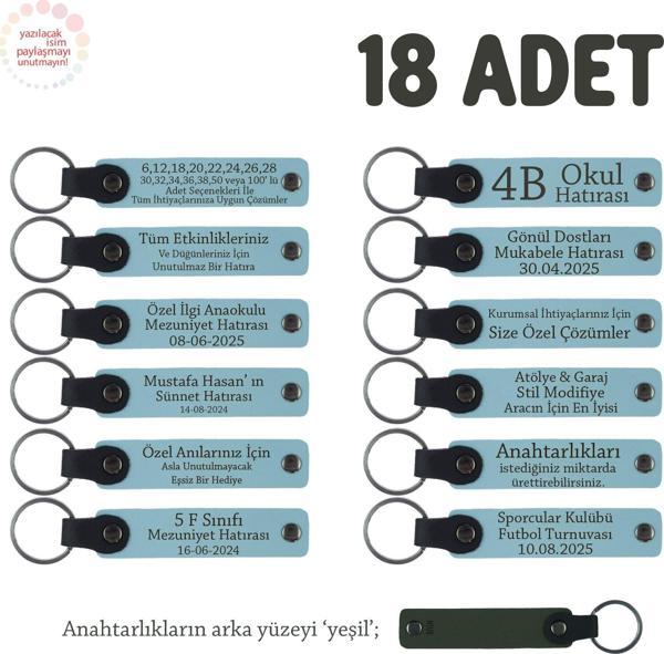 Gök Mavi & Yeşil, Öğrencilerin Birlikte Paylaşabileceği, 18'li Anahtarlık Set, İsme Özel Hatıra - Image 1