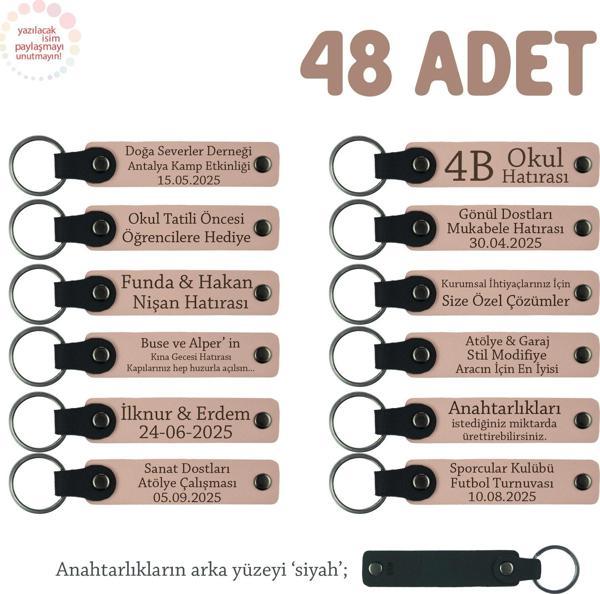 Yavru Ağzı & Siyah, Yeni Dükkan Açılış Kutlamanız İçin Markanıza Özel, 48' li Set, Deri Anahtarlık - Image 1