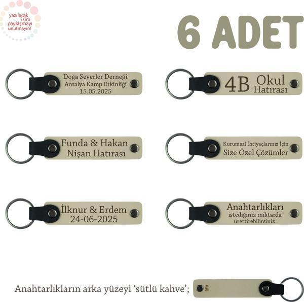 Sütlü Kahve, Yoga Ekibine Özel Üzerinde İsim Yazılı Hatıra Anahtarlık 6’lı Set, Armağan - Image 1