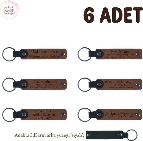 Açık Kahverengi & Siyah, Babalar Günü İçin Hediye, İsim Ve Özel Mesaj Yazılabilen, 6'lı Anahtarlık - Image 1
