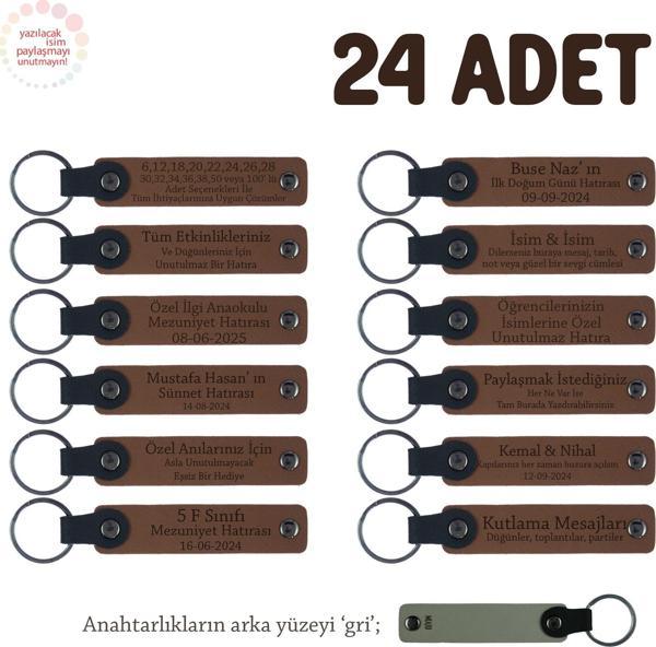Açık Kahverengi & Gri, Doğa Yürüyüş Grubu İçin İsim Yazlıabilen Hatıra Anı Anahtarlık 24’lü Set - Image 1