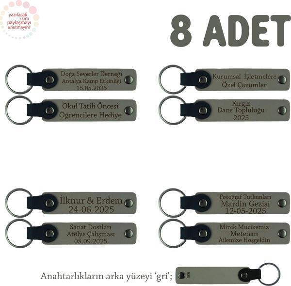 Kül Gri & Gri, Stadyum Işıltısını Seven Taraftar Grupları İçin, İsim Yazılı 8' li Anahtarlık - Image 1