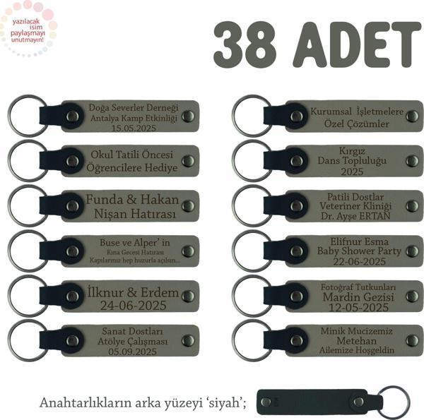 Kül Gri & Siyah, Yeni Yıl Kutlaması İçin Mesaj Ve İsim Yazılan Hatıra Anahtarlık 38’li Set - Image 1
