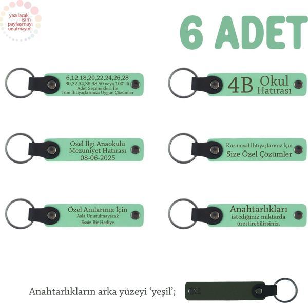 Açık Yeşil & Yeşil, Anaokulu Miniklerine İsimli Karne Hatırası Anahtarlık 6’lı Set, Hediyelik Anı - Image 1