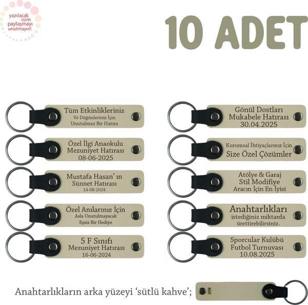 Sütlü Kahve, Dans Grubu İçin Kişiselleştirilebilir Hediyelik Hatıra Anahtarlık 10’lu Set - Image 1