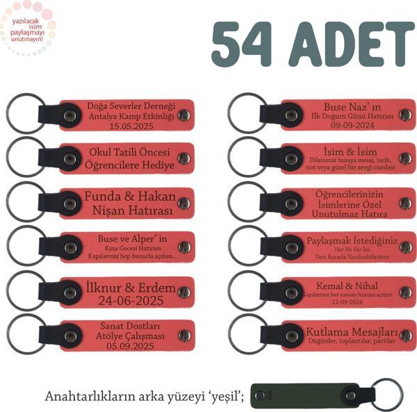 Nar Çiçeği & Yeşil, Söz ve Sözlenme Kutlamaları İçin, Yeni Çiftlere Hediyelik Anahtarlık 54' lü Set - Image 1
