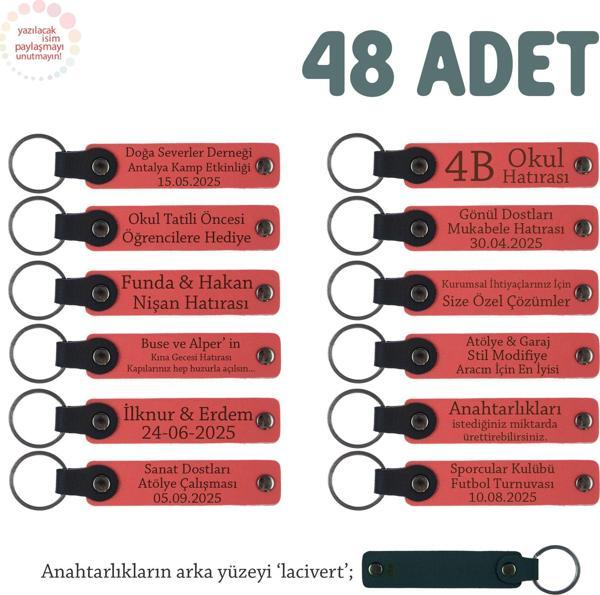 Nar Çiçeği, Yeni Dükkan Açılış Kutlamanız İçin Markanıza Özel, 48' li Set, Deri Anahtarlık - Image 1
