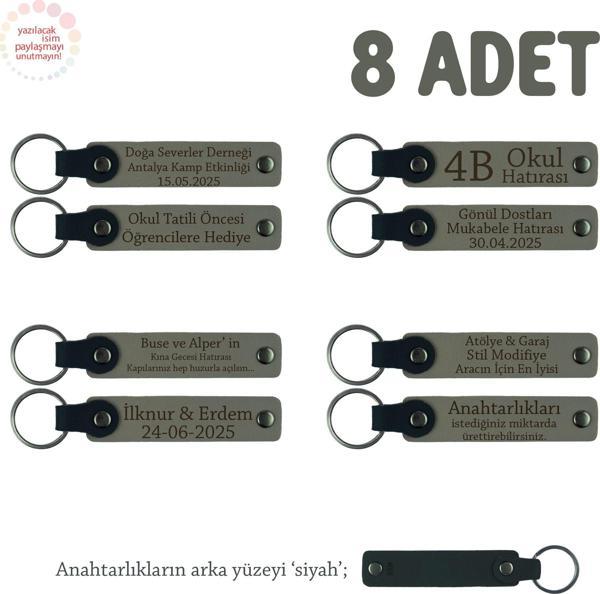 Kül Gri & Siyah, Stadyum Işıltısını Seven Taraftar Grupları İçin, İsim Yazılı 8' li Anahtarlık - Image 1